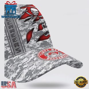 Custom Name NFL Buccaneers Camo US Classic Baseball Cap