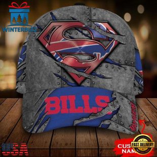 Custom Name NFL Buffalo Bills Superman Logo Classic Cap Hats 3 Custom Name NFL Buffalo Bills Superman Logo All Over Print 3D Classic Cap