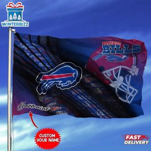 Custom Name NFL Buffalo Bills Team Logo House And Garden Flag