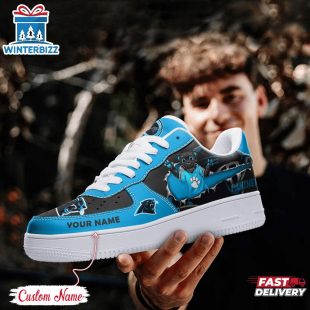 Custom Name NFL Carolina Panthers Mascot Pattern Air Force 1 Shoes