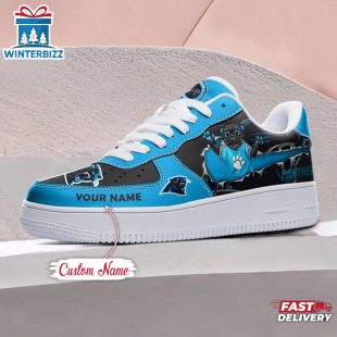 Custom Name NFL Carolina Panthers Mascot Pattern Air Force 1 Shoes
