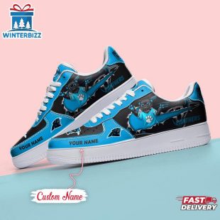 Custom Name NFL Carolina Panthers Mascot Pattern Air Force 1 Shoes