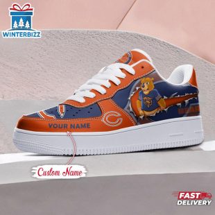 Custom Name NFL Chicago Bears Mascot Pattern Air Force 1 Shoes