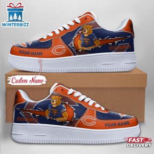 Custom Name NFL Chicago Bears Mascot Pattern Air Force 1 Shoes