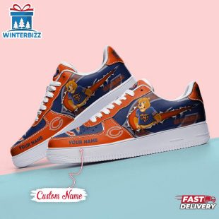 Custom Name NFL Chicago Bears Mascot Pattern Air Force 1 Shoes