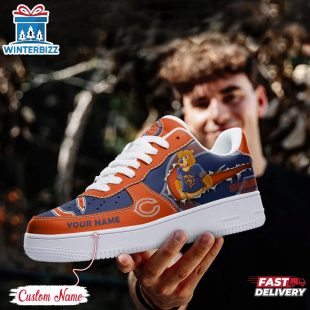 Custom Name NFL Chicago Bears Mascot Pattern Air Force 1 Shoes