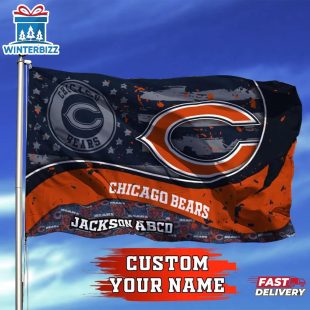 Custom Name NFL Chicago Bears Team House And Garden Flag