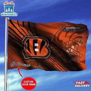 Custom Name NFL Cincinnati Bengals Sport House And Garden Flag
