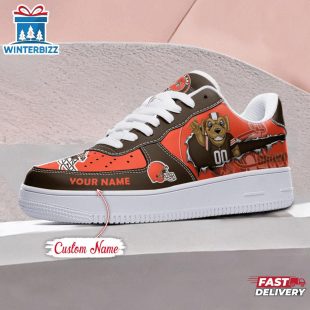 Custom Name NFL Cleveland Browns Mascot Pattern Air Force 1 Shoes