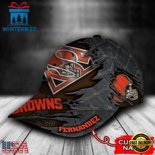 Custom Name NFL Cleveland Browns Superman All Over Print 3D Classic Cap