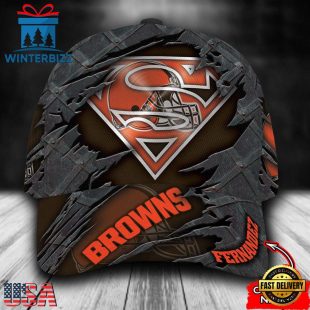 Custom Name NFL Cleveland Browns Superman All Over Print 3D Classic Cap