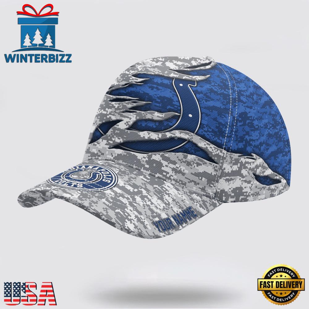 Custom Name NFL Colts Camo US New Design Classic Baseball Cap Custom Name NFL Colts Camo US New Design Classic Baseball Cap