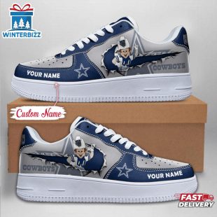 Custom Name NFL Dallas Cowboys Mascot Pattern Air Force 1 Shoes
