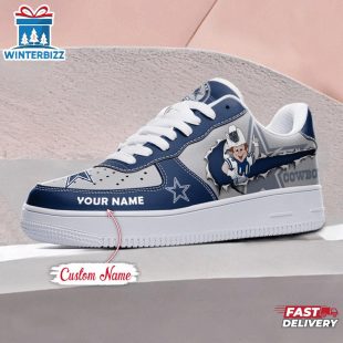 Custom Name NFL Dallas Cowboys Mascot Pattern Air Force 1 Shoes