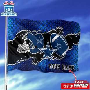 Custom Name NFL Dallas Cowboys Team Sport House And Garden Flag