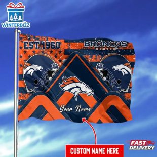 Custom Name NFL Denver Broncos House And Garden Flag