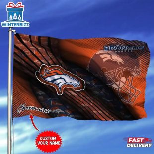 Custom Name NFL Denver Broncos Sport House And Garden Flag