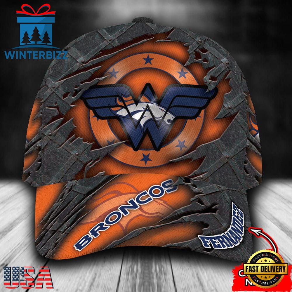 Custom Name NFL Denver Broncos Wonder Woman Classic Cap Hats Custom Name NFL Denver Broncos Wonder Woman Classic Cap Hats