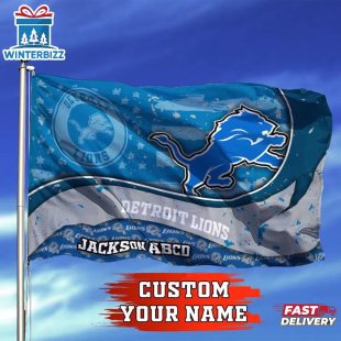 Custom Name NFL Detroit Lions Sport House And Garden Flag