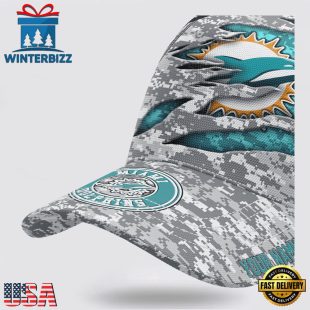 Custom Name NFL Dolphins Camo US Classic Baseball Cap