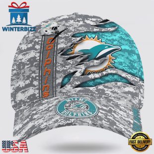 Custom Name NFL Dolphins Camo US Classic Baseball Cap