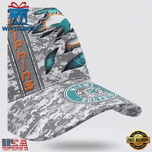 Custom Name NFL Dolphins Camo US Classic Baseball Cap