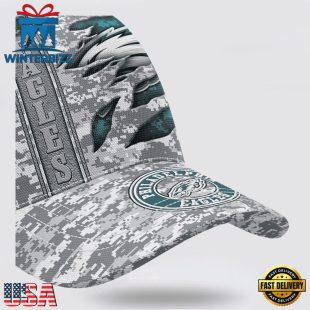 Custom Name NFL Eagles Camo US Classic Baseball Cap