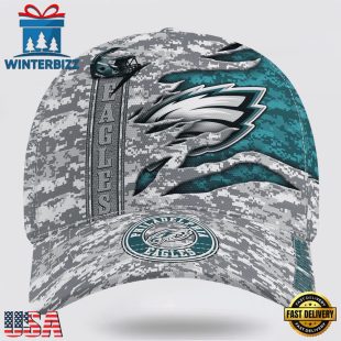 Custom Name NFL Eagles Camo US Classic Baseball Cap