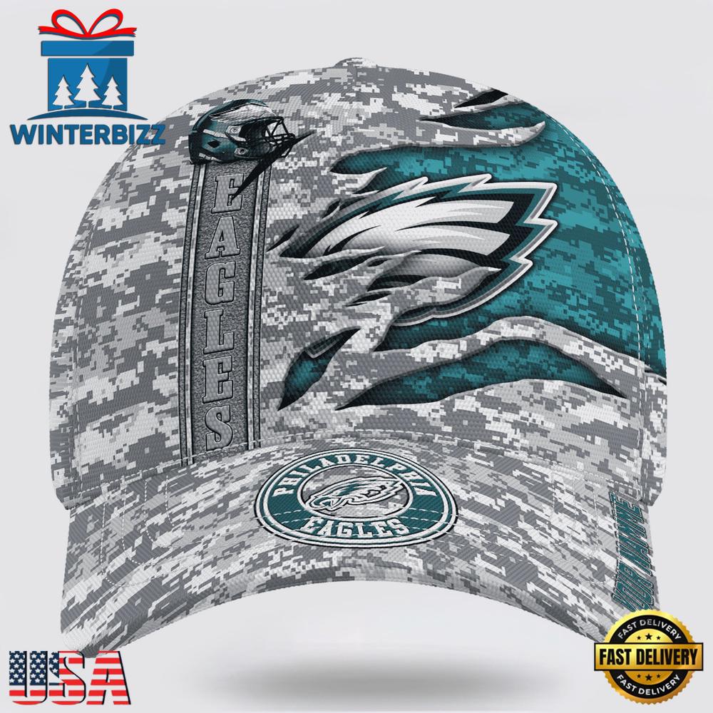 Custom Name NFL Eagles Camo US New Design Classic Baseball Cap Custom Name NFL Eagles Camo US New Design Classic Baseball Cap