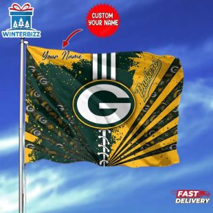Custom Name NFL Green Bay Packers Logo House And Garden Flag