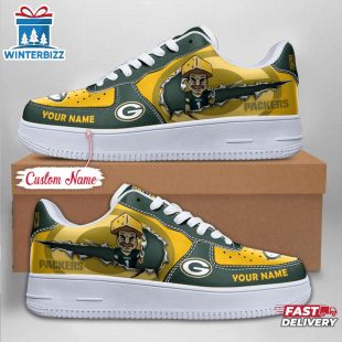 Custom Name NFL Green Bay Packers Mascot Pattern Air Force 1 Shoes