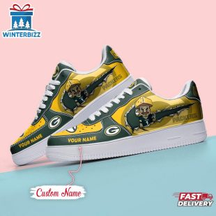 Custom Name NFL Green Bay Packers Mascot Pattern Air Force 1 Shoes