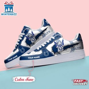 Custom Name NFL Indianapolis Colts Mascot Pattern Air Force 1 Shoes