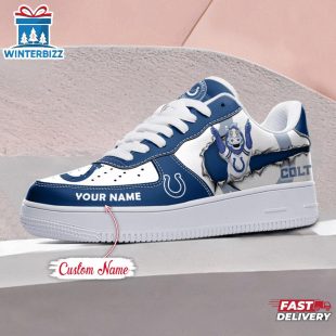 Custom Name NFL Indianapolis Colts Mascot Pattern Air Force 1 Shoes