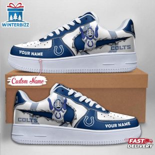 Custom Name NFL Indianapolis Colts Mascot Pattern Air Force 1 Shoes