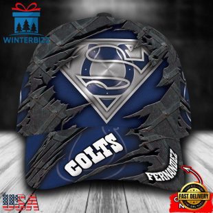 Custom Name NFL Indianapolis Colts Superman Logo All Over Print - Navy 3D Classic Cap