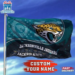 Custom Name NFL Jacksonville Jaguars Logo House And Garden Flag