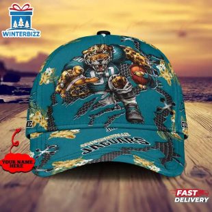 Custom Name NFL Jacksonville Jaguars Mascot Football Baseball Cap