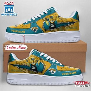 Custom Name NFL Jacksonville Jaguars Mascot Pattern Air Force 1 Shoes