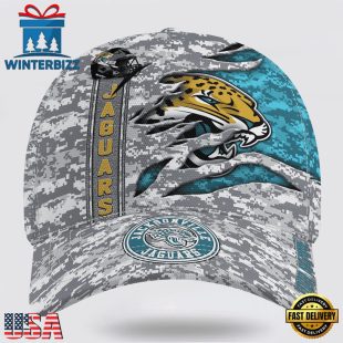 Custom Name NFL Jaguars Camo US Classic Baseball Cap