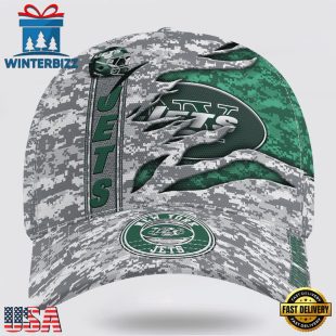 Custom Name NFL Jets Camo US Classic Baseball Cap