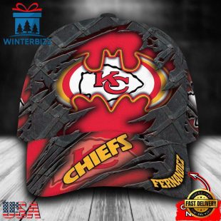 Custom Name NFL Kansas City Chiefs Batman Logo All Over Print - Red 3D Classic Cap