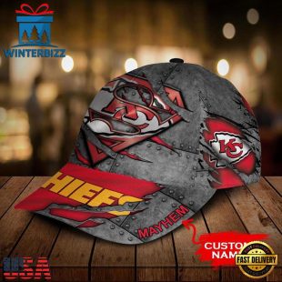 Custom Name NFL Kansas City Chiefs Superman All Over Print 3D Classic Cap