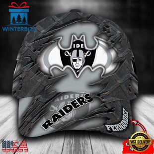 Custom Name NFL Las Vegas Raiders Batman Logo Classic Cap Hats 3 Custom Name NFL Las Vegas Raiders Batman Logo All Over Print 3D Classic Cap