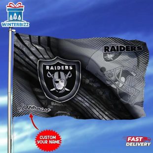 Custom Name NFL Las Vegas Raiders Logo House And Garden Flag