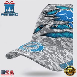 Custom Name NFL Lions Camo US Classic Baseball Cap