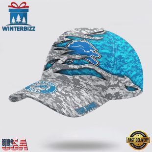 Custom Name NFL Lions Camo US Classic Baseball Cap