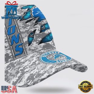 Custom Name NFL Lions Camo US Classic Baseball Cap