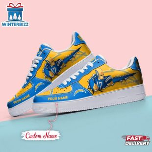 Custom Name NFL Los Angeles Chargers Mascot Pattern Air Force 1 Shoes