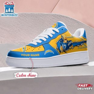 Custom Name NFL Los Angeles Chargers Mascot Pattern Air Force 1 Shoes